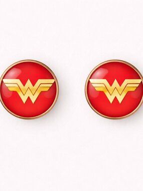 Wonder Woman DC Inspired Red & Gold Stud Earrings